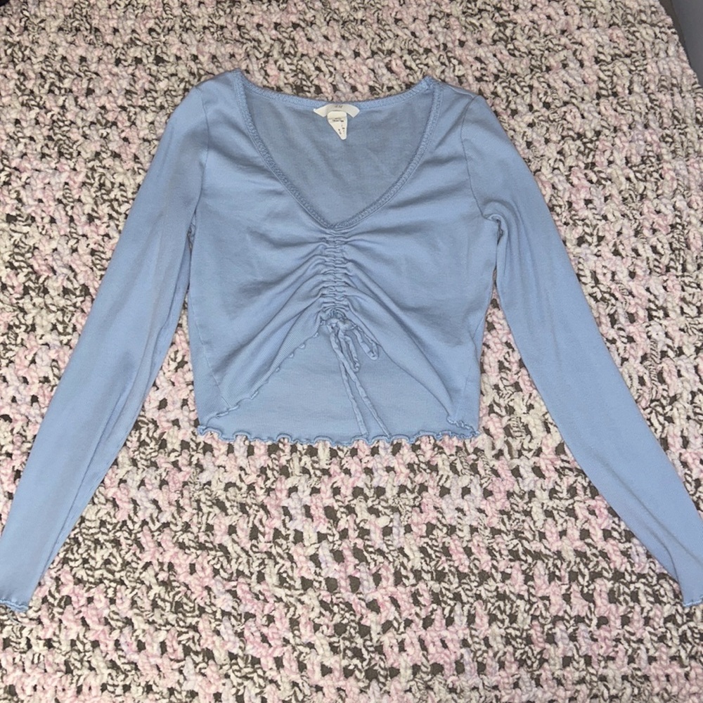 Light Blue Ribbed Crop Top